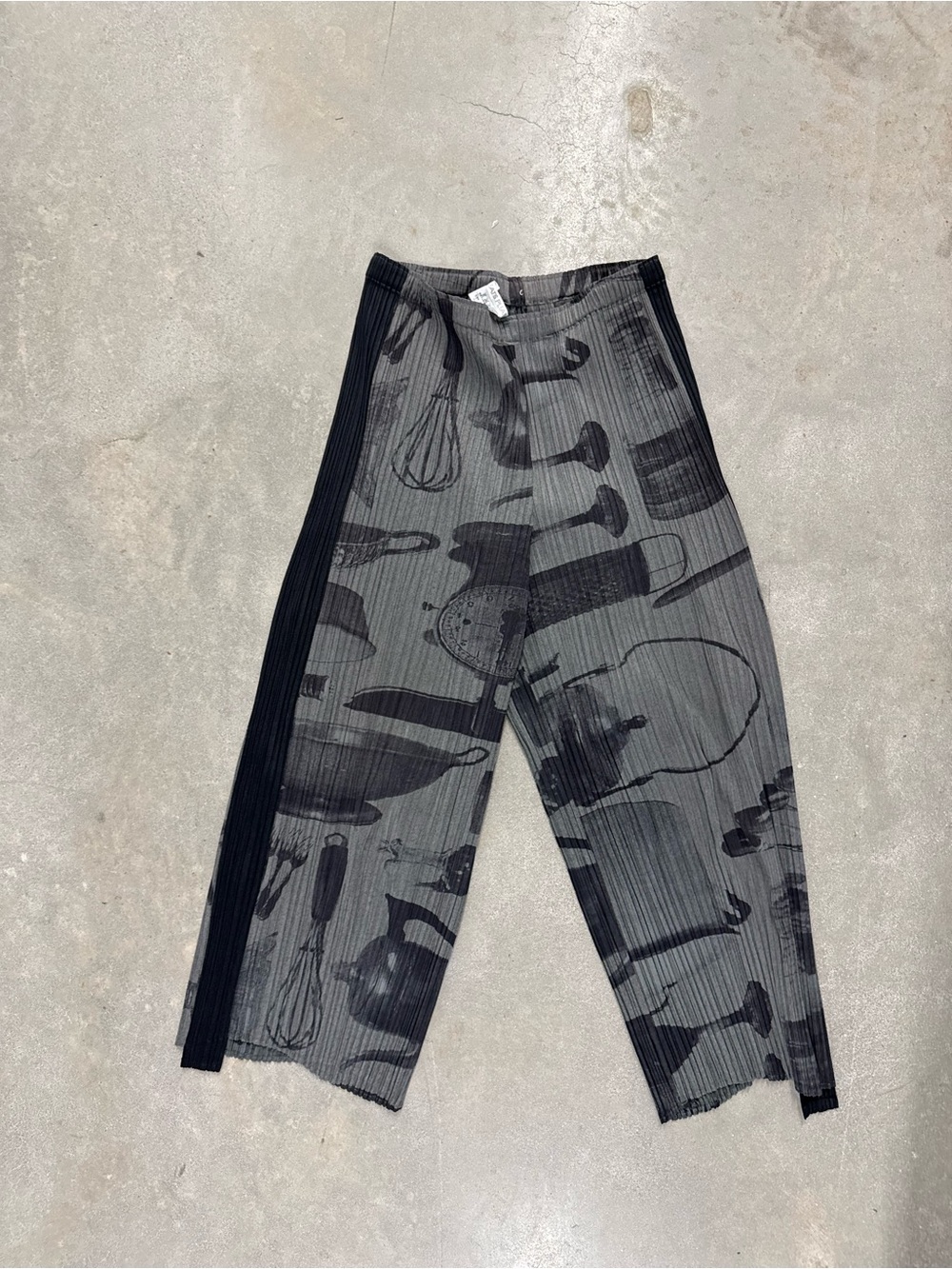 Issey Miyake Grey Pleated Jogger Pants with Black Side Panels